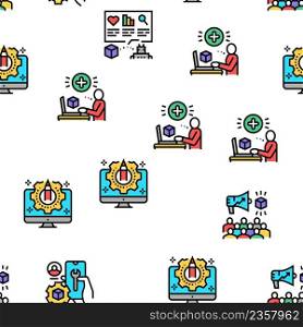 User Generated Content Vector Seamless Pattern Thin Line Illustration. User Generated Content Vector Seamless Pattern