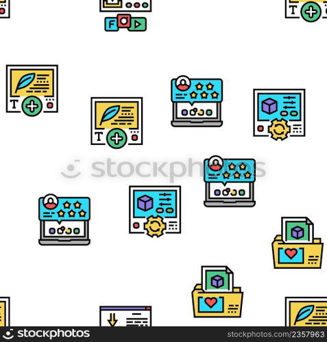 User Generated Content Vector Seamless Pattern Thin Line Illustration. User Generated Content Vector Seamless Pattern