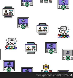 User Generated Content Vector Seamless Pattern Thin Line Illustration. User Generated Content Vector Seamless Pattern