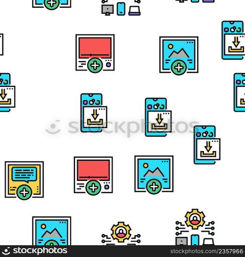 User Generated Content Vector Seamless Pattern Thin Line Illustration. User Generated Content Vector Seamless Pattern