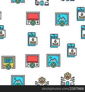 User Generated Content Vector Seamless Pattern Thin Line Illustration. User Generated Content Vector Seamless Pattern