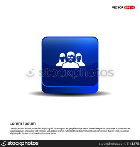 User group icon. - 3d Blue Button.