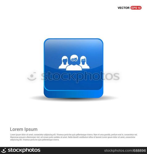 User group icon. - 3d Blue Button.