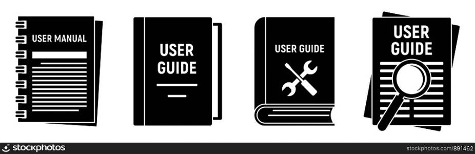 User guide instruction icons set. Simple set of user guide instruction vector icons for web design on white background. User guide instruction icons set, simple style