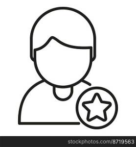 User icon outline vector. Star review. Survey rate. User icon outline vector. Star review