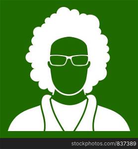 User icon white isolated on green background. Vector illustration. User icon green
