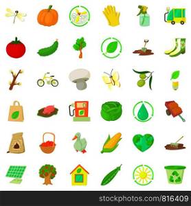 User icons set. Cartoon style of 36 fauna vector icons for web isolated on white background. Barbecue icons set, cartoon style
