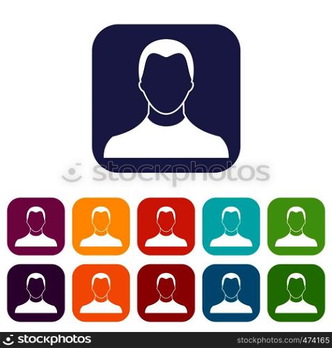 User icons set vector illustration in flat style In colors red, blue, green and other. User icons set