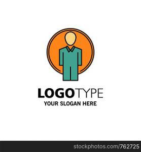 User, Id, Login, Image Business Logo Template. Flat Color