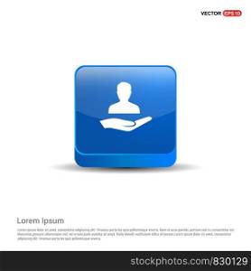 User in hand icon - 3d Blue Button.
