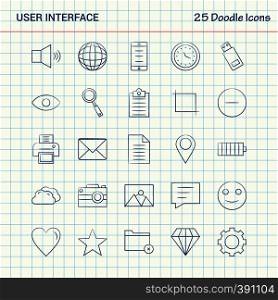 User Interface 25 Doodle Icons. Hand Drawn Business Icon set