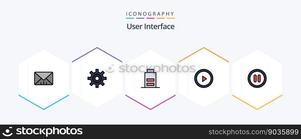 User Interface 25 FilledLine icon pack including . pause. interface. interface. play
