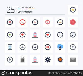 User Interface 25 Flat Color icon pack including basic. minus. interface. interface. interface