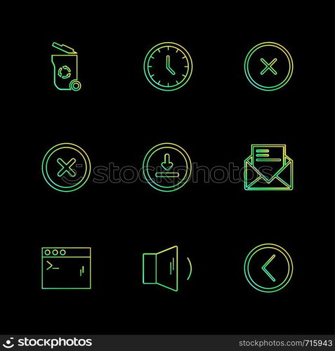 user interface , buttons , application , multimedia , speaker, sound , mute , clock , menu , paper pin , bin , next , back , icon, vector, design, flat, collection, style, creative, icons