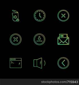 user interface , buttons , application , multimedia , speaker, sound , mute , clock , menu , paper pin , bin , next , back , icon, vector, design, flat, collection, style, creative, icons