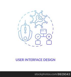 User interface design concept icon. Game designer skills. Interface elements that are simple to access. Creation idea thin line illustration. Vector isolated outline RGB color drawing. User interface design concept icon