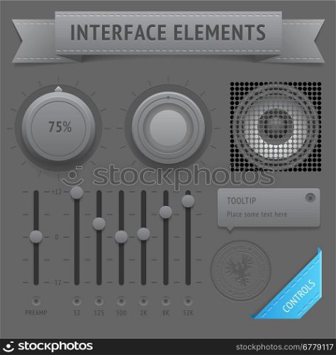 User interface elements. Vector saved as EPS-10, file contains objects with transparency (shadows etc.)