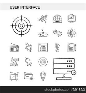 User Interface hand drawn Icon set style, isolated on white background. - Vector