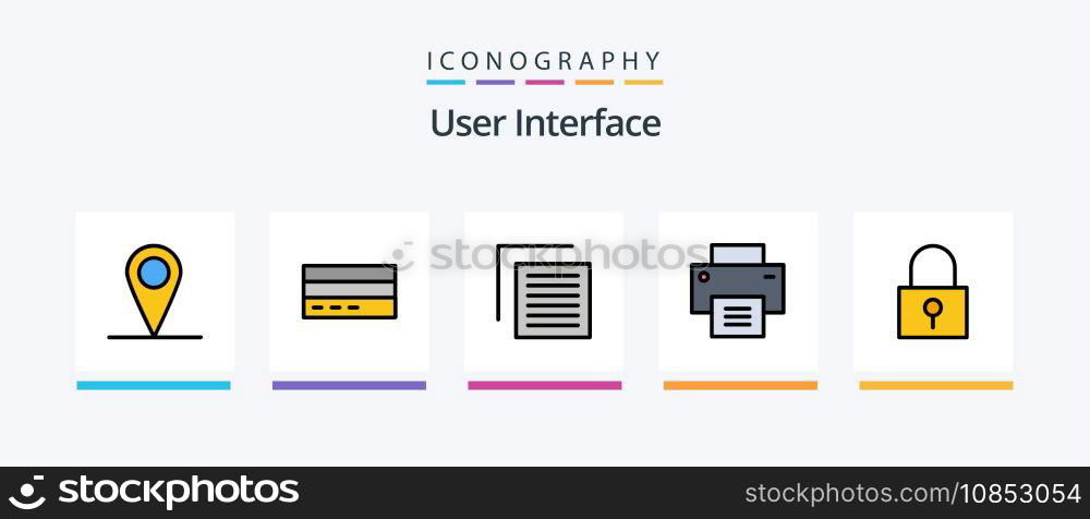 User Interface Line Filled 5 Icon Pack Including interface. file. interface. document. interface. Creative Icons Design