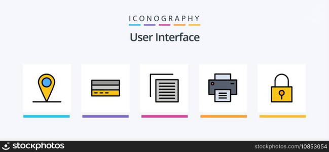 User Interface Line Filled 5 Icon Pack Including interface. file. interface. document. interface. Creative Icons Design