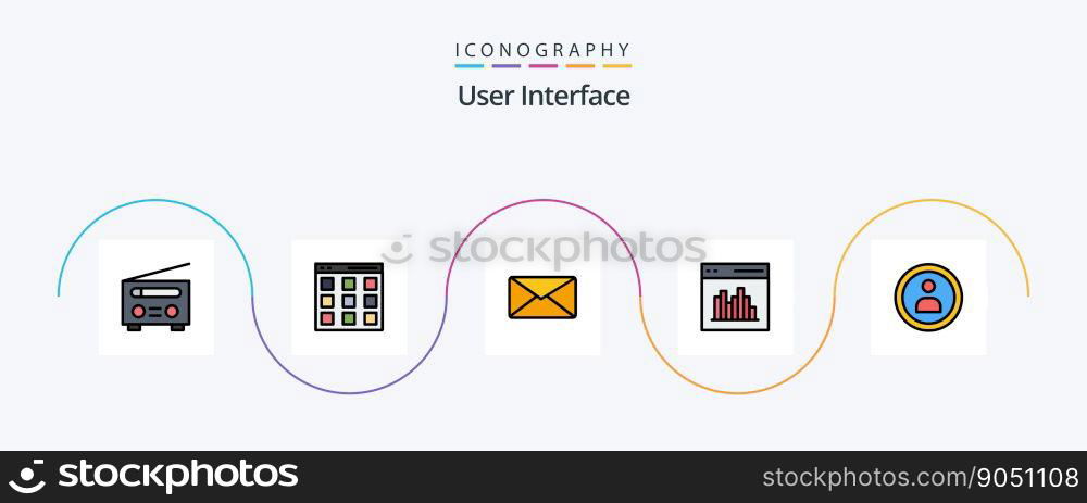 User Interface Line Filled Flat 5 Icon Pack Including interface. coding. user. app. user