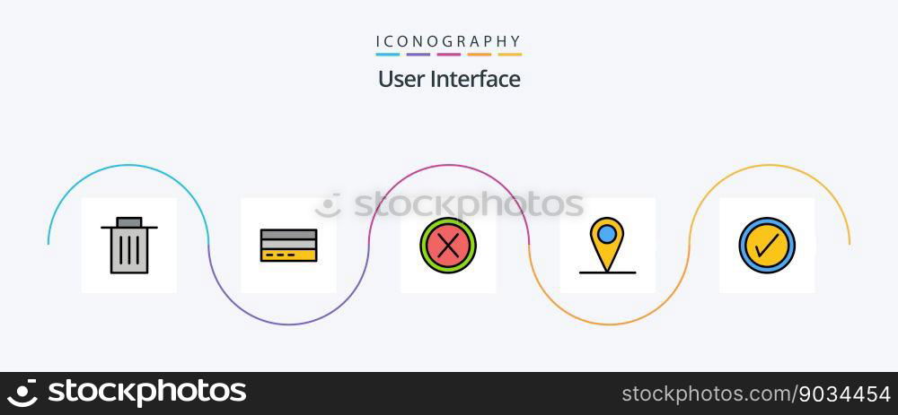 User Interface Line Filled Flat 5 Icon Pack Including interface. location. interface. user. interface