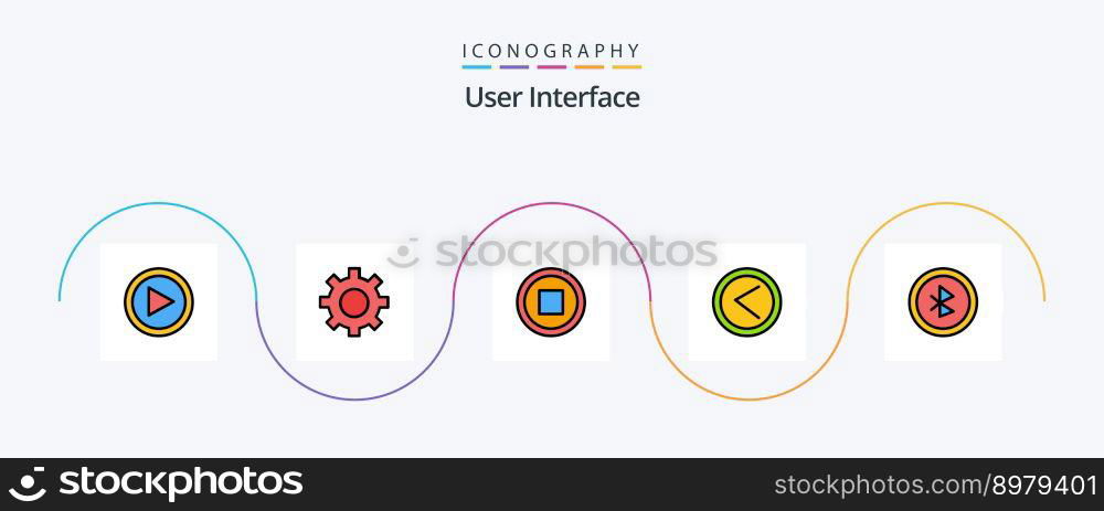User Interface Line Filled Flat 5 Icon Pack Including user interface. bluetooth. basic. user. interface