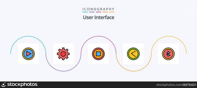 User Interface Line Filled Flat 5 Icon Pack Including user interface. bluetooth. basic. user. interface