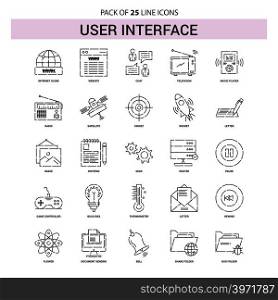 User Interface Line Icon Set - 25 Dashed Outline Style
