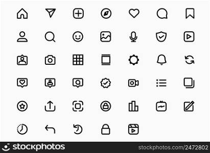 User Interface Outline Icons Vector Set