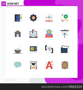 User Interface Pack of 16 Basic Flat Colors of building, time, business, hold, clock Editable Pack of Creative Vector Design Elements