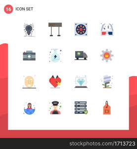 User Interface Pack of 16 Basic Flat Colors of camera, film, sport, movie, toilet Editable Pack of Creative Vector Design Elements
