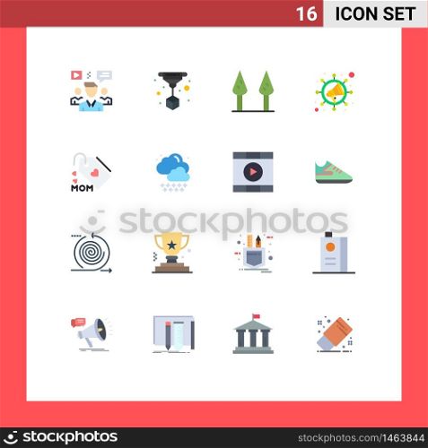 User Interface Pack of 16 Basic Flat Colors of cloud, mom, asparagus, love, viral Editable Pack of Creative Vector Design Elements