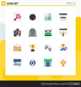 User Interface Pack of 16 Basic Flat Colors of company, apartment, home, address, web Editable Pack of Creative Vector Design Elements