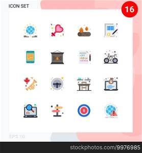 User Interface Pack of 16 Basic Flat Colors of computer, money, c&, justice, balance Editable Pack of Creative Vector Design Elements