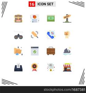 User Interface Pack of 16 Basic Flat Colors of device, vacation, cash, travel, beach Editable Pack of Creative Vector Design Elements
