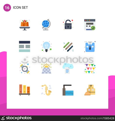 User Interface Pack of 16 Basic Flat Colors of education, image, padlock, editing, web Editable Pack of Creative Vector Design Elements