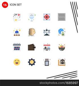 User Interface Pack of 16 Basic Flat Colors of hierarchy, hierarchical network, target, reignite, food Editable Pack of Creative Vector Design Elements