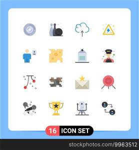 User Interface Pack of 16 Basic Flat Colors of human, body, cloud, avatar, danger Editable Pack of Creative Vector Design Elements