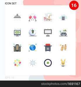 User Interface Pack of 16 Basic Flat Colors of online, bids, crush, auction, data Editable Pack of Creative Vector Design Elements