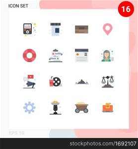 User Interface Pack of 16 Basic Flat Colors of paper, document, wallet, clipboard, help Editable Pack of Creative Vector Design Elements