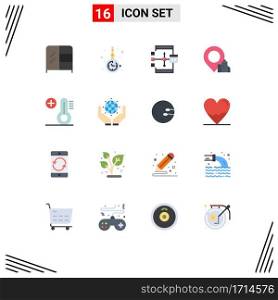 User Interface Pack of 16 Basic Flat Colors of plus, hotel, app, building, flowchart Editable Pack of Creative Vector Design Elements