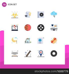 User Interface Pack of 16 Basic Flat Colors of romance, laptop, case, heart, lightning Editable Pack of Creative Vector Design Elements