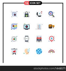 User Interface Pack of 16 Basic Flat Colors of storage, hosting, present, firewall, search Editable Pack of Creative Vector Design Elements