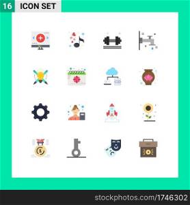 User Interface Pack of 16 Basic Flat Colors of success, bath, valentines, faucet, gym Editable Pack of Creative Vector Design Elements