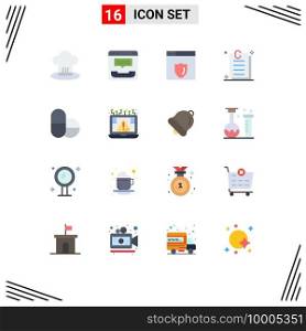 User Interface Pack of 16 Basic Flat Colors of tablets, paper, contact, document, shield Editable Pack of Creative Vector Design Elements