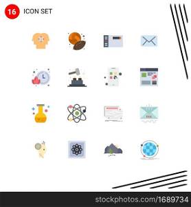 User Interface Pack of 16 Basic Flat Colors of time, message, hobby, mail, tablet Editable Pack of Creative Vector Design Elements