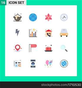 User Interface Pack of 16 Basic Flat Colors of ui, power, flower, clock, cinema Editable Pack of Creative Vector Design Elements