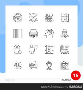 User Interface Pack of 16 Basic Outlines of confidential, noodles, space, food, location Editable Vector Design Elements