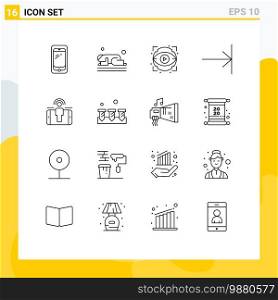 User Interface Pack of 16 Basic Outlines of engagement, end, prayer, arrow, view Editable Vector Design Elements